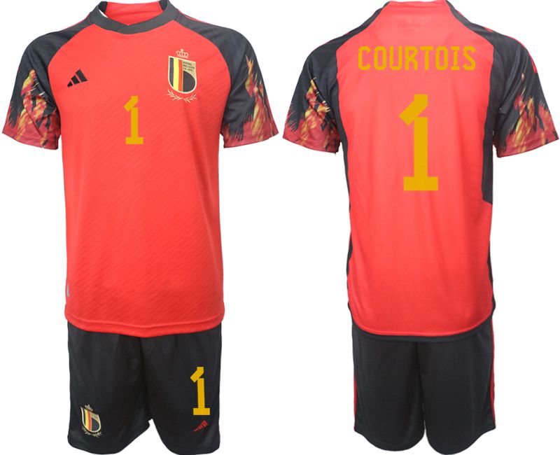 Men 2022 World Cup National Team Belgium home red #1 Soccer Jerseys->belgium->Soccer Club Jersey
